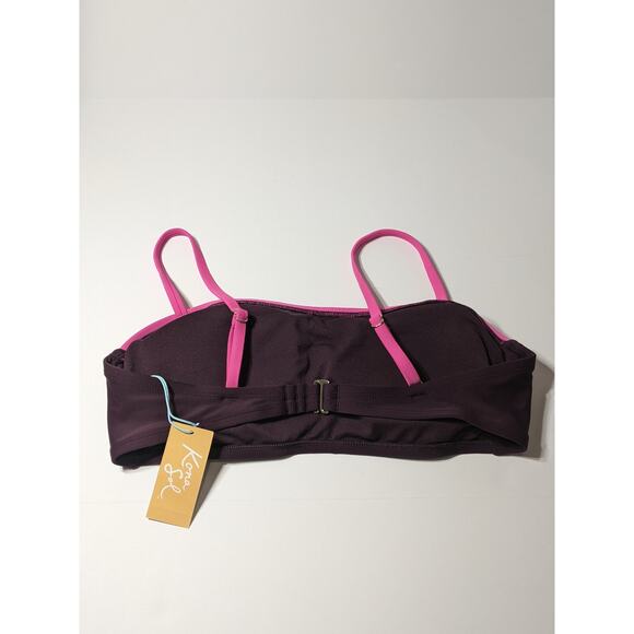 Kona Sol Bandeau Bikini Top Women's Colorblock Pink Burgundy L 12-14 Removable - Picture 4 of 11